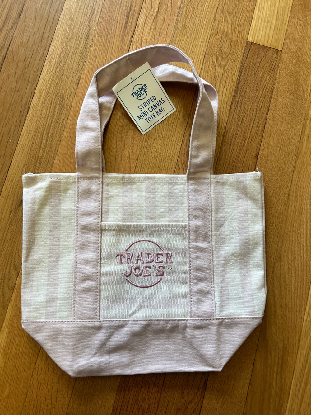 Trader Joe’s Pink Striped Mini Canvas Tote Bag